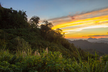 Fantastic view during sunset from Kiew Lom viewpoint,Pang Mapa districts,Mae Hong Son,Northern Thailand.