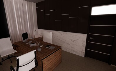 Concept office interior room illustration template 3d render