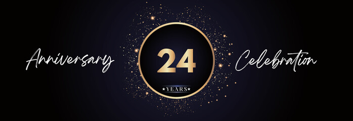 24th years anniversary celebration for brochure, banner, happy birthday, wedding, greetings, ceremony, graduation, invitation card. 24 Year Anniversary Template Design Vector.
