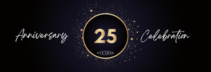 25th years anniversary celebration for brochure, banner, happy birthday, wedding, greetings, ceremony, graduation, invitation card. 25 Year Anniversary Template Design Vector.