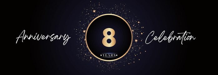 Naklejka premium 8th years anniversary celebration for brochure, banner, happy birthday, wedding, greetings, ceremony, graduation, invitation card. 8 Year Anniversary Template Design Vector.
