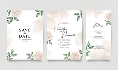 Set of wedding invitation templates with elegant roses