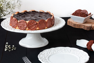 Confectionery - Dutch pie with biscuit. Torta Holandesa - typical Brazilian sweet.