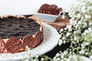 Delicious Dutch pie. Dutch Pie - typical Brazilian sweet. Confectionery - Dutch pie with biscuit.