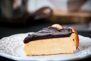 Piece of Dutch Pie. Confectionery - Dutch pie with biscuit. Typical Brazilian sweet.