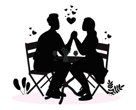 Romantic Valentine s day dating couple silhouettes