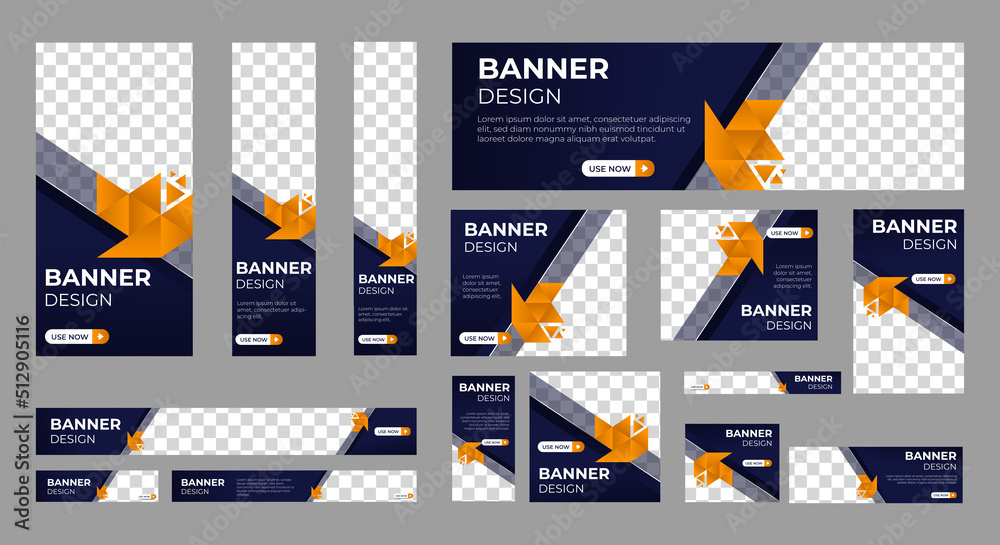 Wall mural abstract banner design web template set, horizontal header web banner. modern gradient blue cover he
