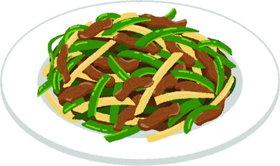 チンジャオロースのイラスト