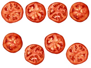 手描き水彩の輪切りトマトラインセット