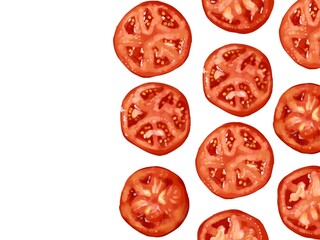 手描き水彩の輪切りトマトイラスト長方形フレーム・右