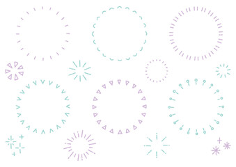 手書きの丸型フレームセット（デコボコの線）