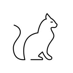 Cat silhouette. Pet-friendly cat lover label. Pixel perfect, editable stroke line icon