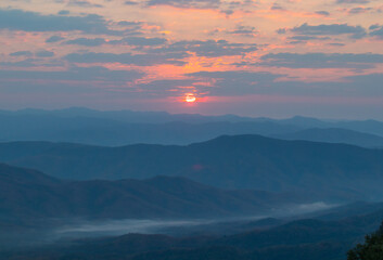 Fototapeta premium Beautiful landscape in the morning at Doi Samer Dao,Sri Nan National Park,Na Noi,Nan province,Northern Thailand.(selective focus)