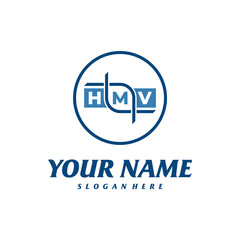 Letter HMV with dna Logo Design Template. Initial HMV logo concept vector. Emblem, Creative Symbol, Icon