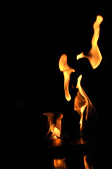 closeup of fire in the dark