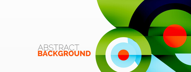 Fototapeta premium Abstract round shapes background. Minimalist decoration. Geometric background with circles and rings