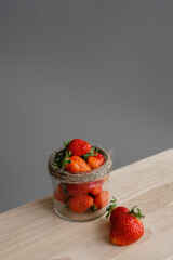 strawberries in a glass bowl