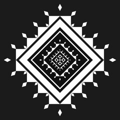 Geometric ethnic pattern art. American, Mexican style. Background Aztec tribal ornament. Design for fabric, clothing, textile, logo, symbol.