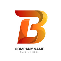 letter b colorful gradient logo design template