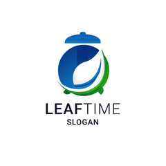 Gradient Logo Time, Clock and Leaf