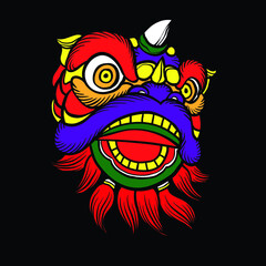 Dragon Lion barongsai china vector illustration gong xi fa cai new year