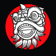 Dragon Lion barongsai china vector illustration gong xi fa cai new year