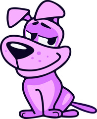 Cartoon style pink cute dog. Colorful illustrations for all kinds of designs. isolated on a white background