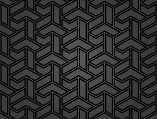 Seamless dark background for your designs. Modern black ornament. Geometric abstract pattern