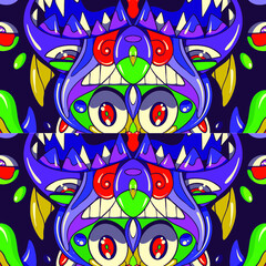 Obraz premium Face Character Pattern Design Illustration for Print Art, Poster, Flyer and Banner. 