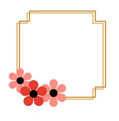 Gold Frame with Pink Flowers