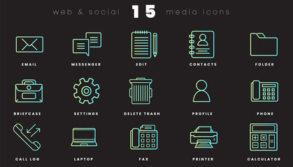 Vercor gradient line icons for web app and softwarer