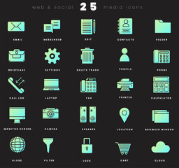 Vercor solid gradient icons for web app and softwarer in trendy colors