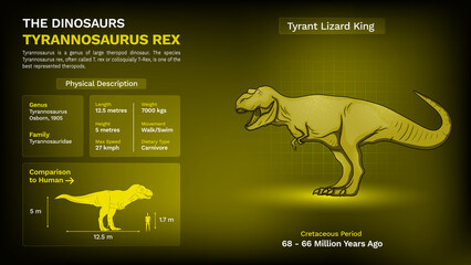 Description and Physical Characteristics of Tyrannosaurus Rex - Vector Illustration © BonkersArt