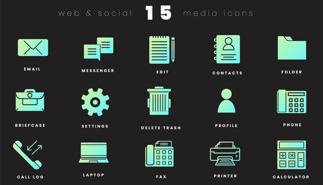 Vercor solid gradient icons for web app and softwarer in trendy colors