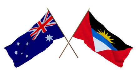 Background for designers, illustrators. National Independence Day. Flags Australia and Barbuda