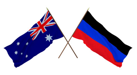 Background for designers, illustrators. National Independence Day. Flags Australia and Donetsk People's Republic
