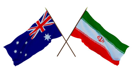 Background for designers, illustrators. National Independence Day. Flags Australia and Iran