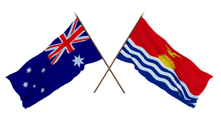 Background for designers, illustrators. National Independence Day. Flags Australia and Kiribati