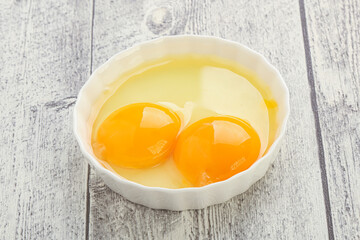 Chicken egg in the bowl