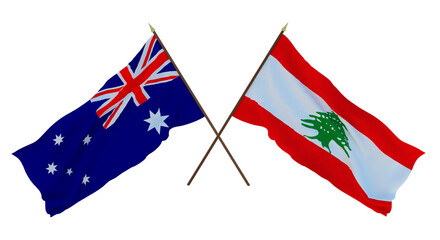 Background for designers, illustrators. National Independence Day. Flags Australia and Lebanon