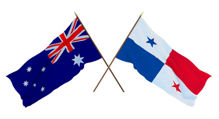 Background for designers, illustrators. National Independence Day. Flags Australia and Panama