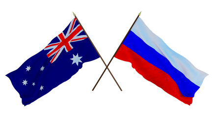 Background for designers, illustrators. National Independence Day. Flags Australia and Russia