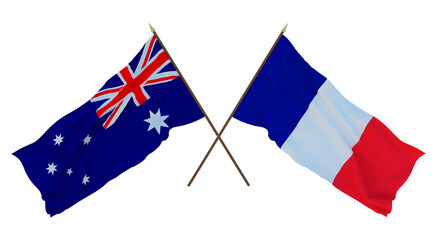 Background for designers, illustrators. National Independence Day. Flags Australia and Saint Martin