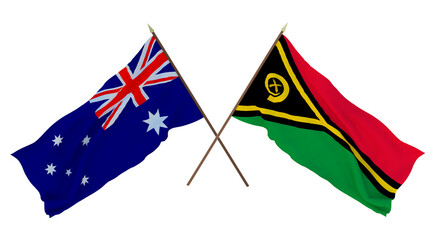 Background for designers, illustrators. National Independence Day. Flags Australia and Vanuatu