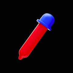 Red And Blue Dropper 3D Icon On Black Background.