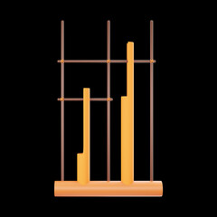 Golden Angklung Musical Instrument 3D Icon On Black Background. - obrazy, fototapety, plakaty