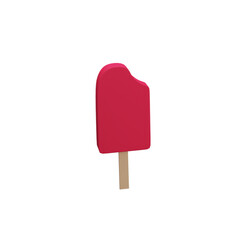 Red Ice Pop With Bite Cut Icon In 3D Style.