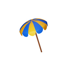 Yellow And Blue Open Umbrella 3D Render Icon.