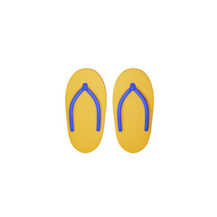 Blue And Yellow Illustration Of Slipper 3D Icon.