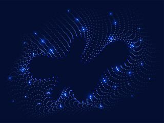 Abstract Dotted Motion Blue Background With Lights Effect.